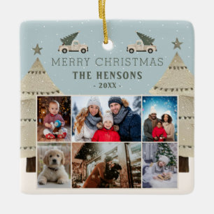 Ornement En Céramique Famille de camion d'arbre de Noël 6 Photomontage 