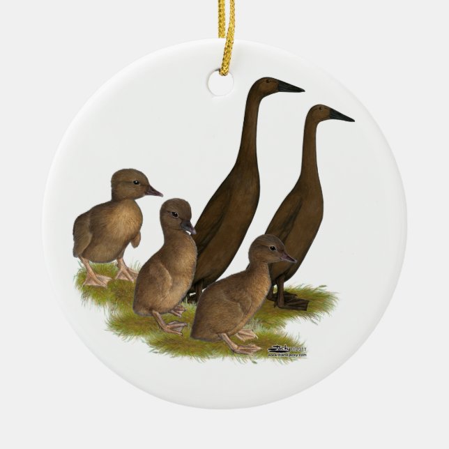 Ornement En Céramique Famille de canards coureurs de chocolat (Devant)