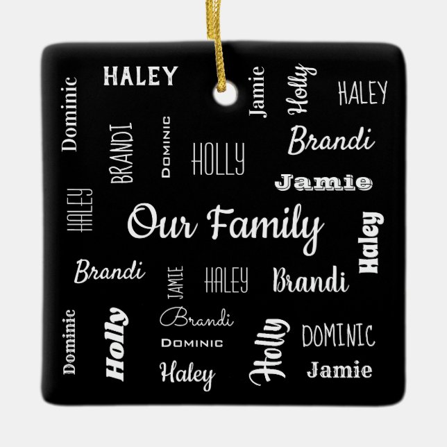 Ornement En Céramique Famille de cinq polices Cool personnalisées (Devant)