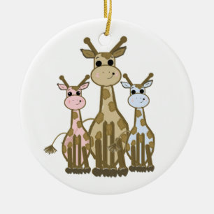 Ornement En Céramique Famille de girafes de dessin animé mignonne