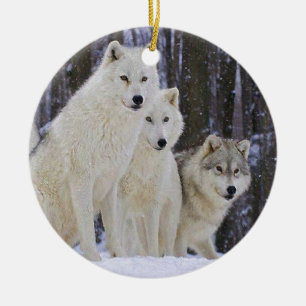 Ornement En Céramique Famille de loup
