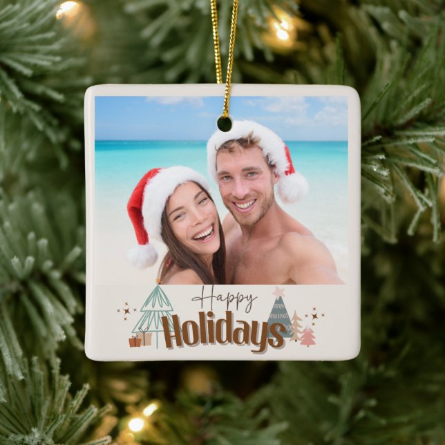 Ornement En Céramique Famille de Noël amis simple arbre moderne cerami (Arbre)