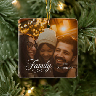 Ornement En Céramique Famille de script moderne Nom de photo personnalis