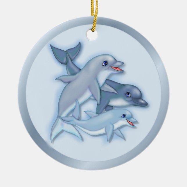 Ornement En Céramique Famille Dolphin (Devant)