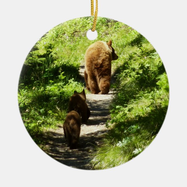 Ornement En Céramique Famille d'ours brun (Devant)