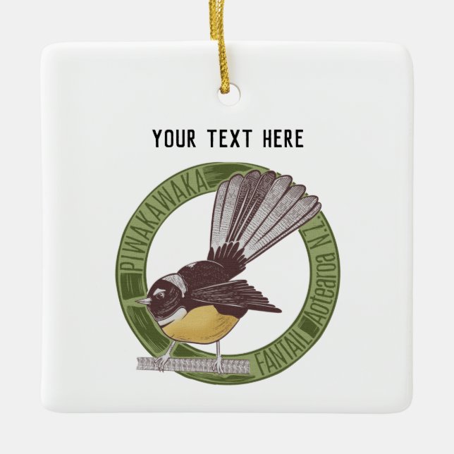 Ornement En Céramique Fantal NZ Oiseau Natif Nouvelle-Zélande Aotearoa N (Devant)