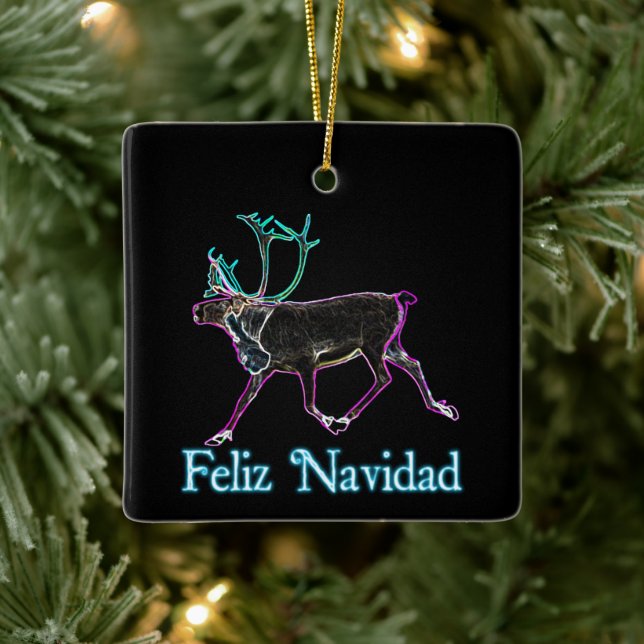 Ornement En Céramique Feliz Navidad - Caribou électrique (Arbre)