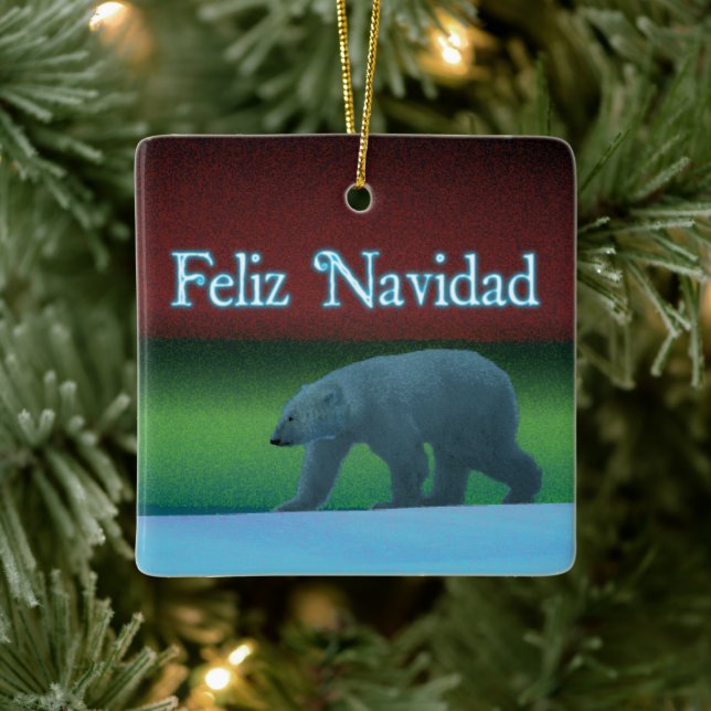 Ornement En Céramique Feliz Navidad - Ours polaire (Arbre)