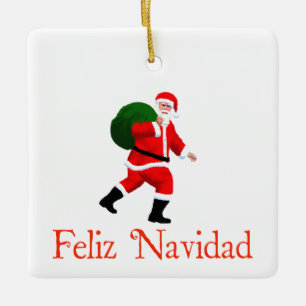 Ornement En Céramique Feliz Navidad - Père Noël