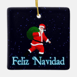 Ornement En Céramique Feliz Navidad - Père Noël