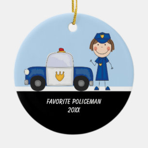 Ornement En Céramique Femme adorable de police avec l'ornement de