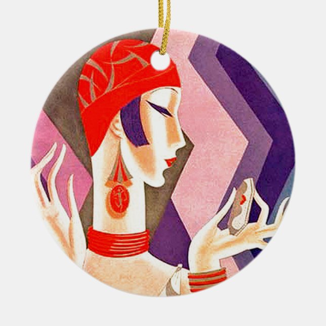 Ornement En Céramique femme d'art déco des années 1920 (Devant)