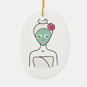 Ornement En Céramique Femme de massage facial de spa