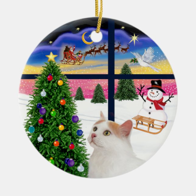 Ornement En Céramique Fenêtre de Noël - Van turc Cat (Devant)