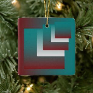 Ornement En Céramique Fenêtres en blanc bordeaux turquoise