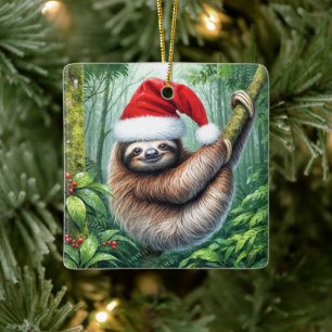 Ornement En Céramique Fente De Noël Dans Rainforest