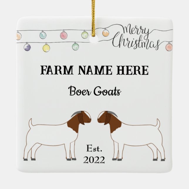 Ornement En Céramique Ferme de chèvres de Boer personnalisée Noël blanc (Dos)