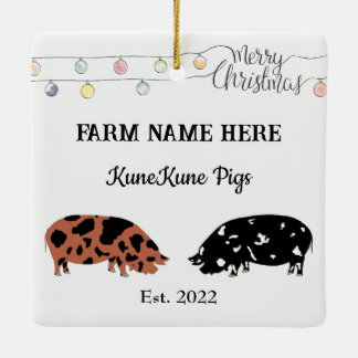 Ornement En Céramique Ferme de cochons Kune Kune personnalisée Noël blan