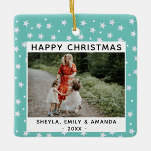 Ornement En Céramique Festif Fun Turquoise Star Motif Photo