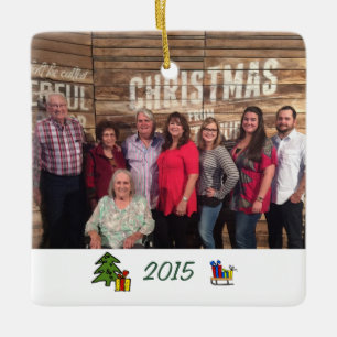 Ornement En Céramique Fête de Noël de la famille à deux côtés