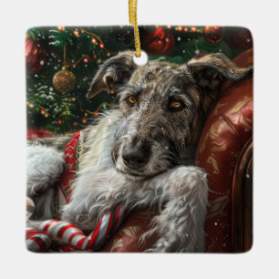 Ornement En Céramique Fête de Noël du loup Hound Dog