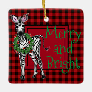 Ornement En Céramique Fête Zebra Holly couronne buffle rouge