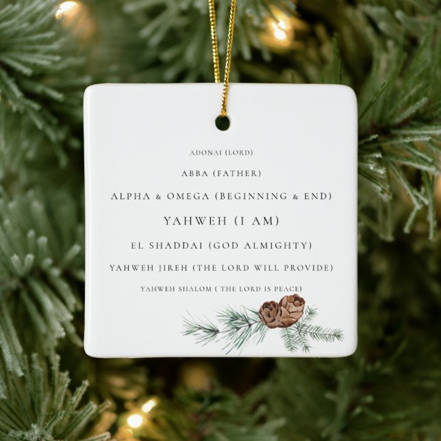 Ornement En Céramique Feuillage de pomme de pin Les noms de Dieu Chrétie (Arbre)