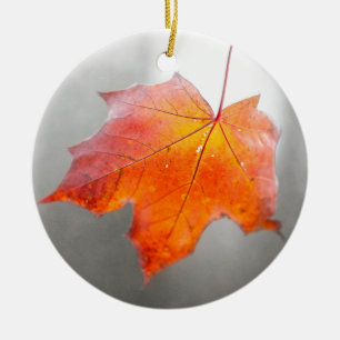 Ornement En Céramique Feuille d'érable rouge - Automne mystique