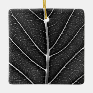 Ornement En Céramique Feuille lumineuse en noir et blanc en gros plan