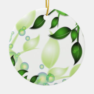 Ornement En Céramique Feuilles de jardin frais sur blanc
