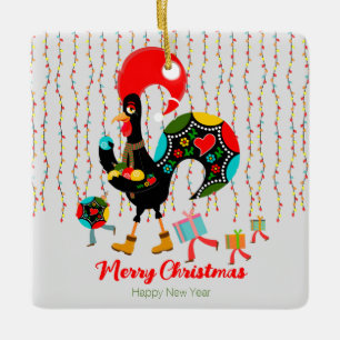 Ornement En Céramique Feux de Noël, baubles, cadeaux et coq