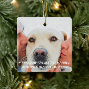 Ornement En Céramique Fiançailles faire-part personnalisé chien photo No