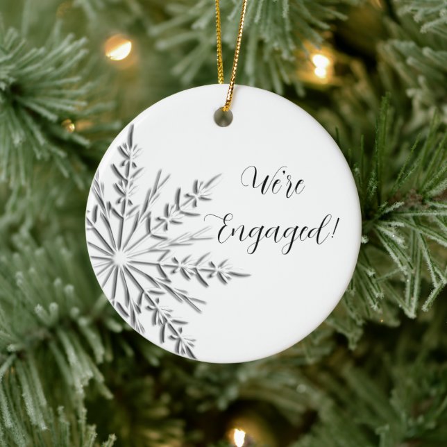Ornement En Céramique Fiançailles Silver Winter Snowflake (Arbre)