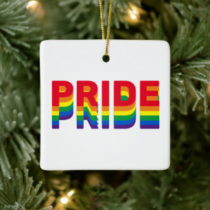 Ornement En Céramique Fierté arc-en-ciel couleurs rétro gay lgbtq Noël