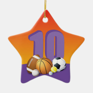 Ornement En Céramique Fille 10 ans Anniversaire Ballons de Sport