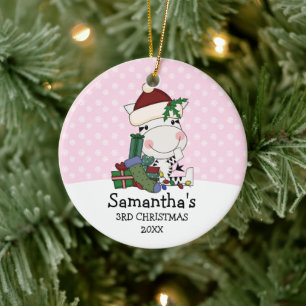 Ornement En Céramique Fille 3e Noël Père Noël Zebra Personnalisé