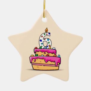 Ornement En Céramique Fille 6 Anniversaire, 6 sur Gâteau rose doux