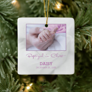 Ornement En Céramique Fille Baptême Félicitations pour Baby Personnalisé