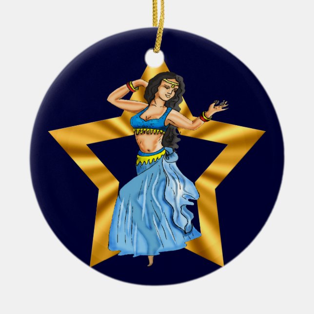 Ornement En Céramique Fille de danse du ventre d'étoile (Devant)