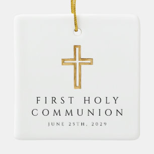 Ornement En Céramique Fille de photo croix religieuse première communion