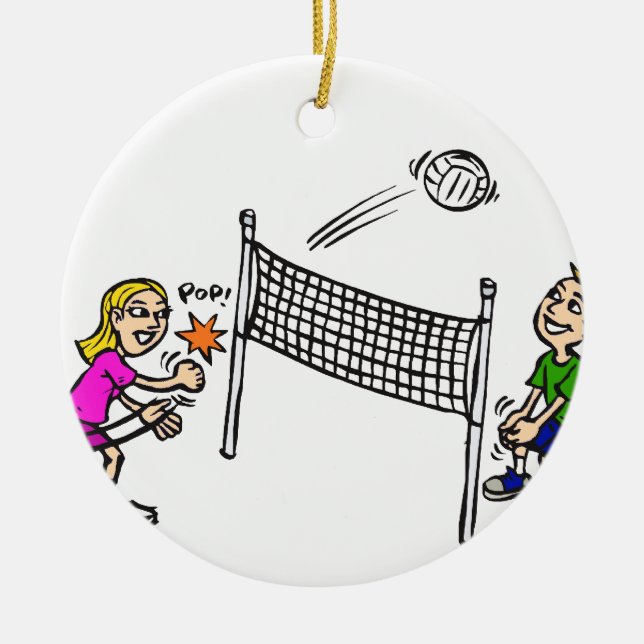Ornement En Céramique Fille de volleyball contre le garçon (Devant)