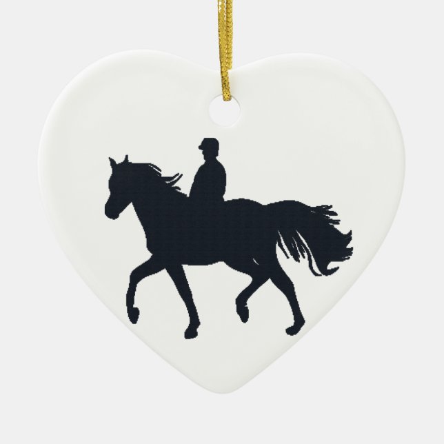 Ornement En Céramique Fille d'équitation sur le cheval (Devant)