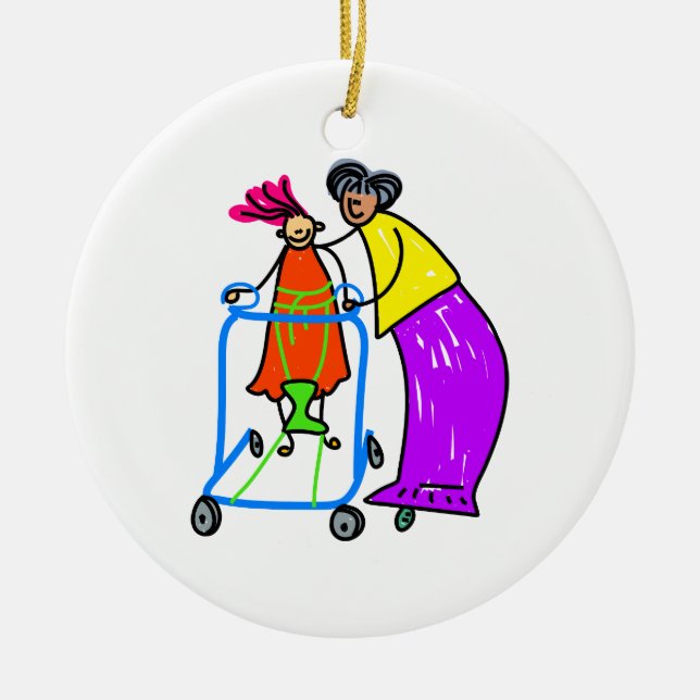 Ornement En Céramique Fille handicapée (Devant)