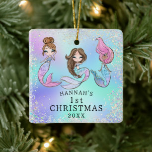 Ornement En Céramique Fille Sirène 1er Noël