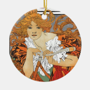 Ornement En Céramique Fille vintage de Nouveau d'art