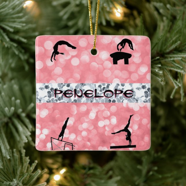 Ornement En Céramique Filles Gymnastique Événements Glitz et Glam (Arbre)