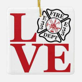 Ornement En Céramique FIRE LOVE avec croix maltaise et numéro de station