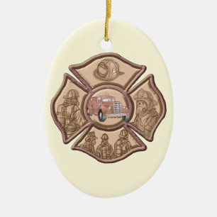 Ornement En Céramique Firefighter Maltese Cross custom