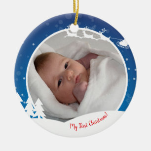 Ornement En Céramique First Christmas baby photo