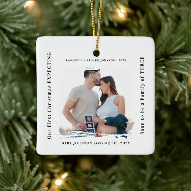 Ornement En Céramique First Christmas Expecting Pregnancy Announcement  (Arbre)